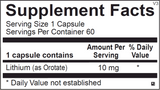 Lithium Orotate 10mg 60 Caps
