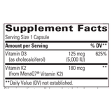 K2 + D3 60 capsules  5,000 IU (Integrative Therapeutics)