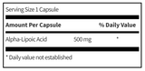 Alpha-Lipoic Acid 500 mg- Powerful Anti-Oxidant - 60 Caps